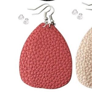 NWT Red- Leather Teardrop Earrings! (